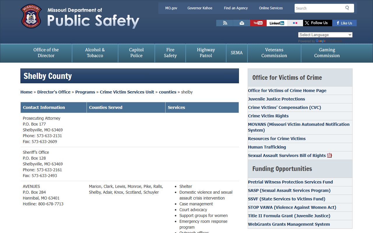 Shelby County court dockets law enforcement and prosecutor contacts