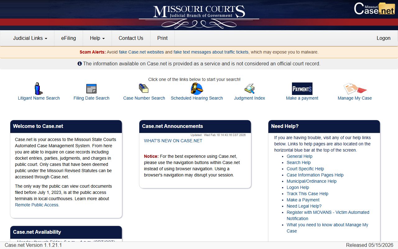 Shelby County court records Case.net public case access