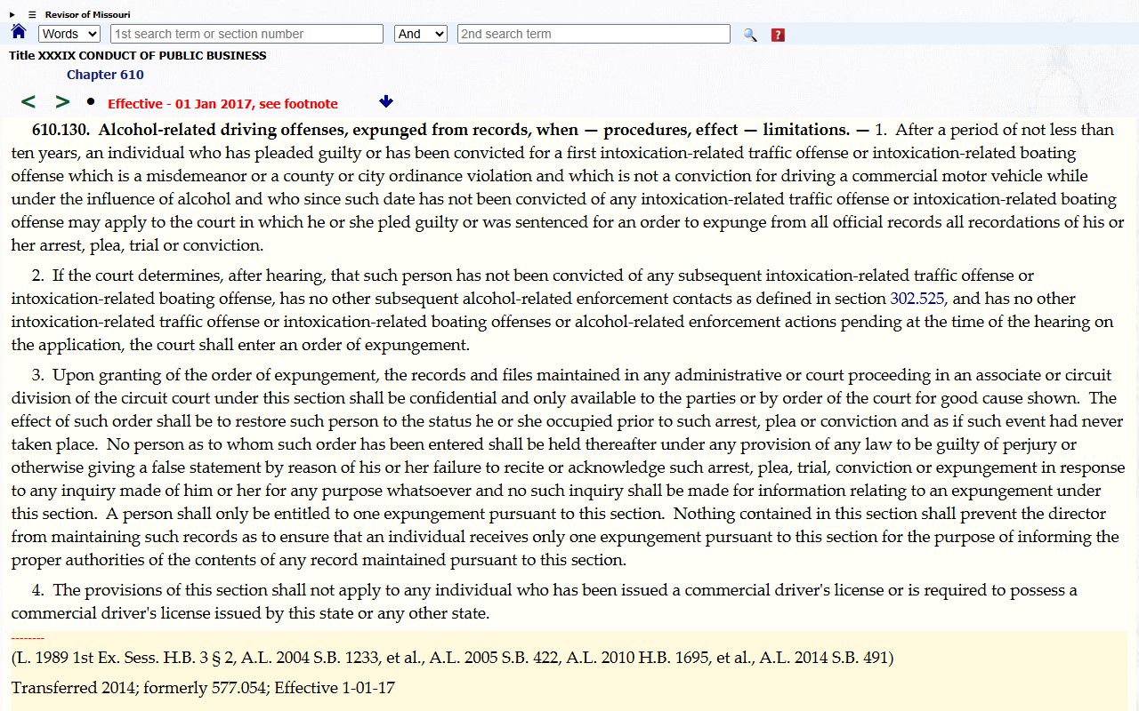 Shelby County criminal court records alcohol-related driving expungement statute