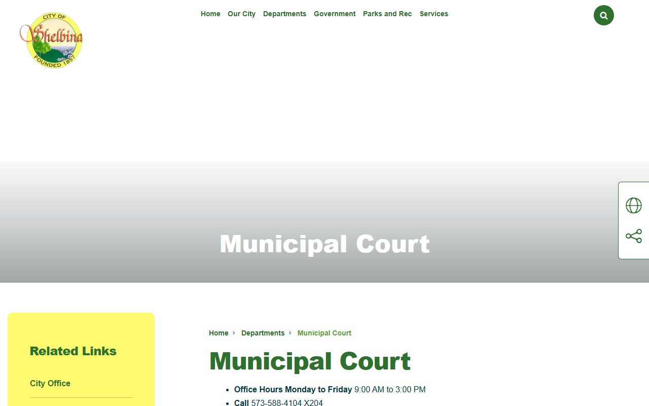 Shelby County Court records Shelbina Municipal Court